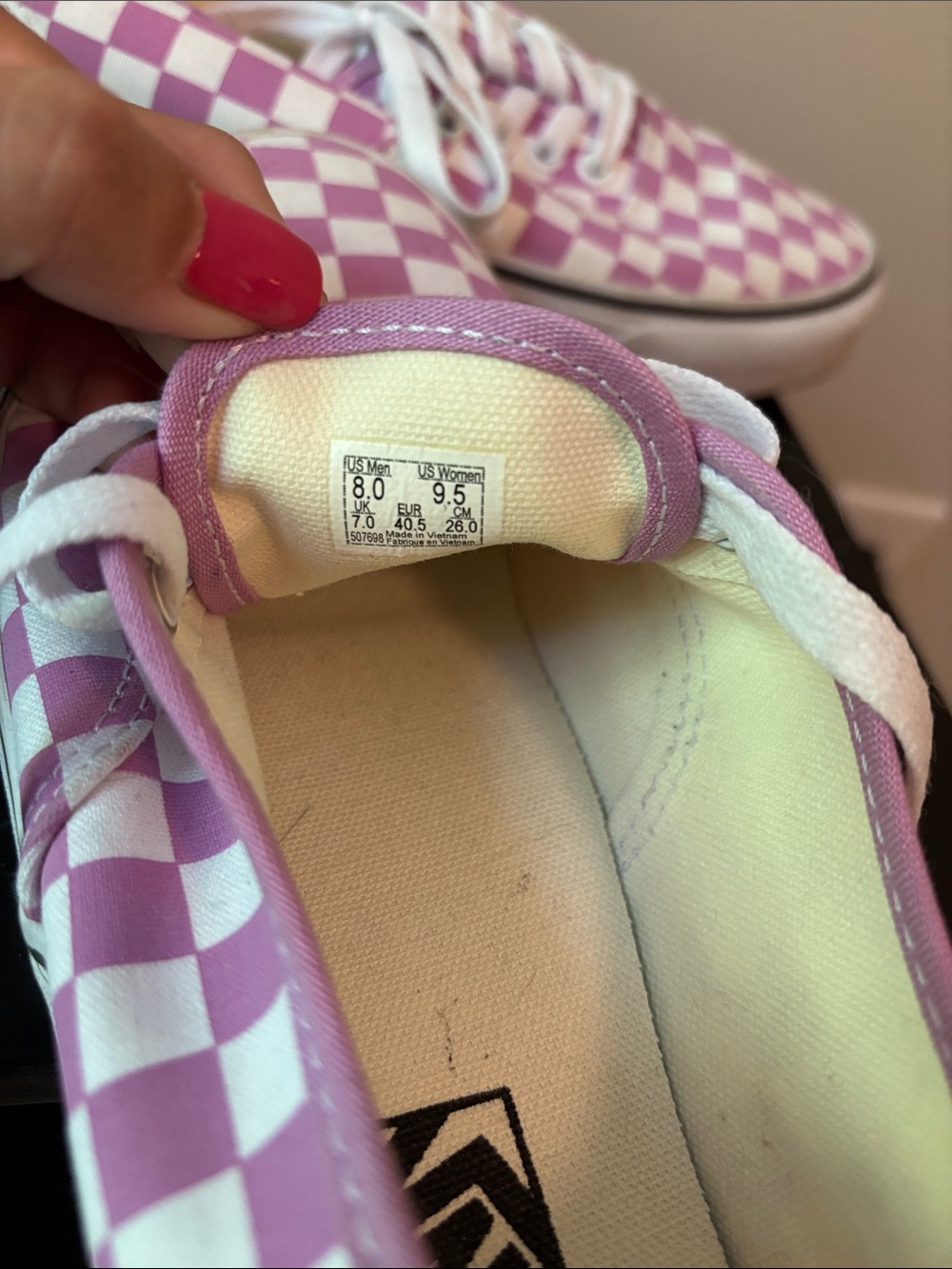 Vans Pink and White Checkerboard Low Top Sneakers - Picture 3 of 3